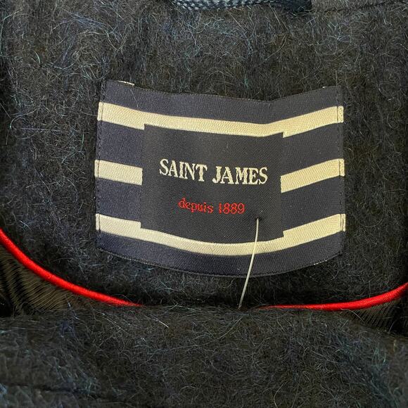 Saint James | Women's Blue Wool Blend Long Pea Coat | Size: 6 - Picture 5 of 10